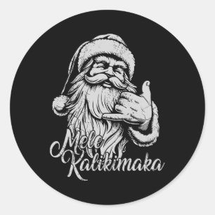 Sticker Rond Mele Kalikimaka Santa Claus Hawaïen Christmas Haw