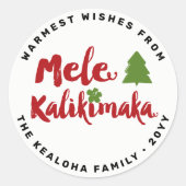 Sticker Rond Mele Kalikimaka Script de brosse Arbre de Noël mod (Devant)