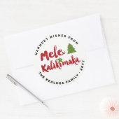 Sticker Rond Mele Kalikimaka Script de brosse Arbre de Noël mod (Enveloppe)