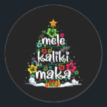 Sticker Rond Mele Kalikimaka Tropical Christmas Hawaiian Père N<br><div class="desc">Mele Kalikimaka arbre de Noël tropical Hawaï Père Noël Xmas</div>