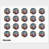 Sticker Rond Mélodie en bleu (Feuille)