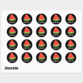 Sticker Rond Melon-choly Funny Sad Watermelon Pun Dark BG (Feuille)