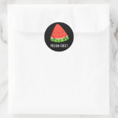 Sticker Rond Melon-choly Funny Sad Watermelon Pun Dark BG (Sac)