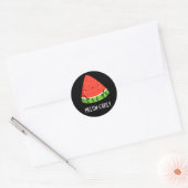 Sticker Rond Melon-choly Funny Sad Watermelon Pun Dark BG (Enveloppe)