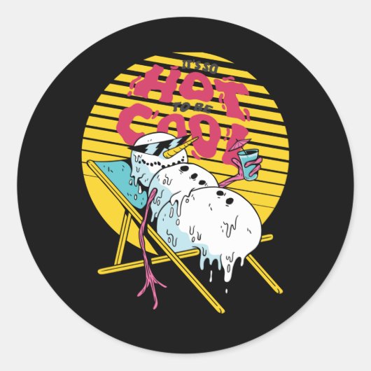 Sticker Rond Melting Snowman tellement chaud pour être cool (Devant)