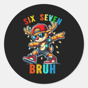 Sticker Rond Meme 6 7 Renne Dabant Six Sept Bruh Pour Hommes W