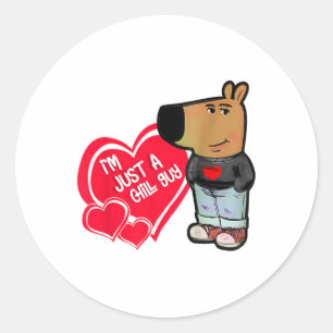 Sticker Rond Mème amusant Je suis juste un type de frissons Val