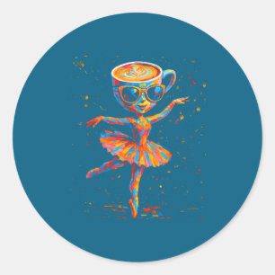 Sticker Rond Mème de ballerine Cappuccina de cerveau pourri ita