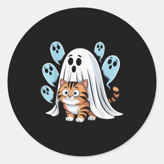 Sticker Rond Mème de chat drôle Soky Halloween minou (Devant)