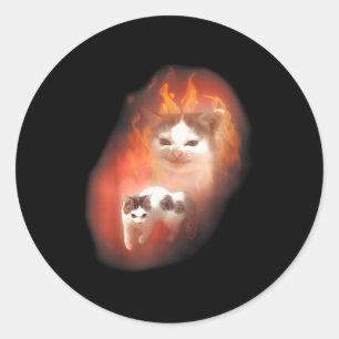 Sticker Rond Mème de chat en colère humour drôle chat mignon am