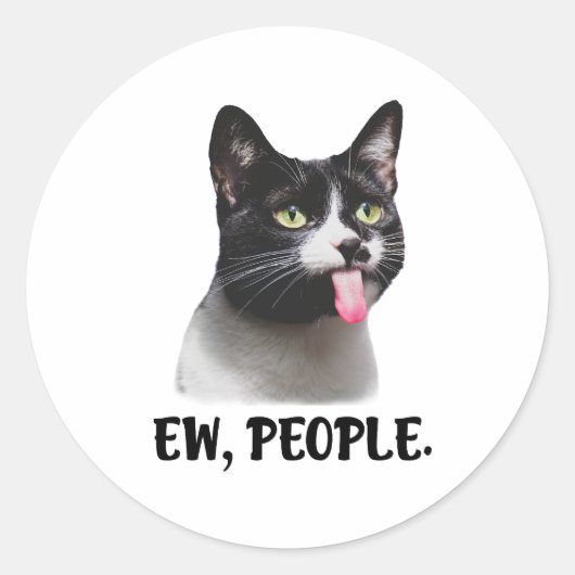 Sticker Rond Meme de chat mignon Ew People (Devant)