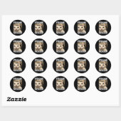 Sticker Rond Mème de chat mogging en cadre (Feuille)