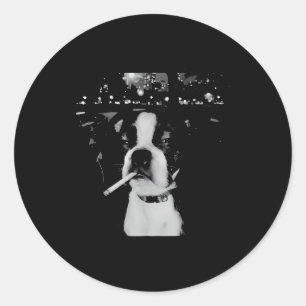 Sticker Rond Mème de chien qui fume drôle 