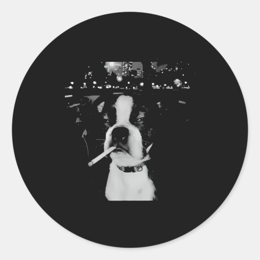 Sticker Rond Mème de chien qui fume drôle (Devant)