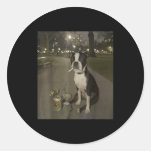 Sticker Rond Mème de chien qui fume drôle Cigarette Mème de chi