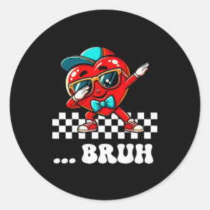 Sticker Rond Mème de cœur de dabbing de Bruh drôle disant frère