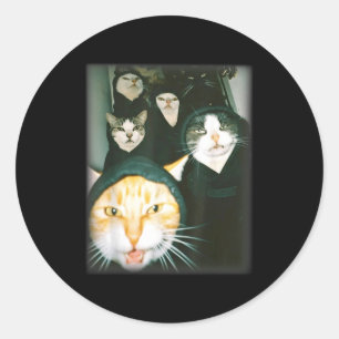 Sticker Rond Mème de Gang de Chat Drôle Chats Chaotiques Félin