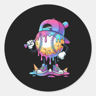Sticker Rond Mème de glace au baseball en goutte Batteurs Sport