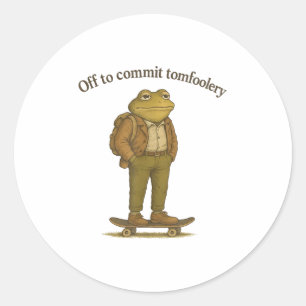 Sticker Rond Mème de grenouille drôle Humour sot foncé pour eng