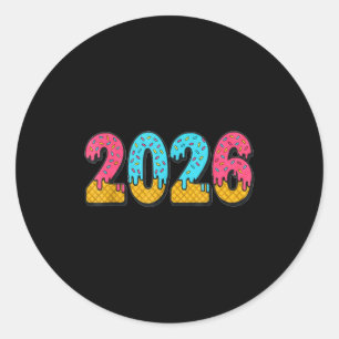 Sticker Rond Mème de la glace qui coule 2026 Nouvel An Argot Ge