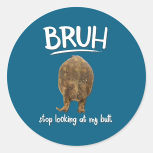 Sticker Rond Mème de la vue de derrière de la grenouille Bruh