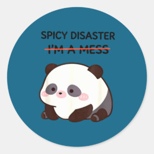 Sticker Rond Mème de panda drôle kawaii humour sarcastique femm