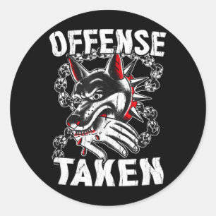 Sticker Rond Mème de prise d'offense Chien drôle Halloween drôl