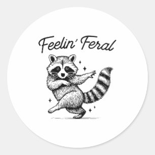 Sticker Rond Mème de Raton Laveur Vintage Sentiment Féroce Drôl