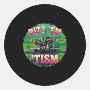 Sticker Rond Mème drôle d'autisme Rizz Em avec la grenouille Ti