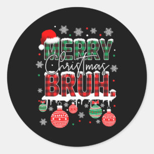 Sticker Rond Mème drôle de Bruh salutation de frère ados garçon