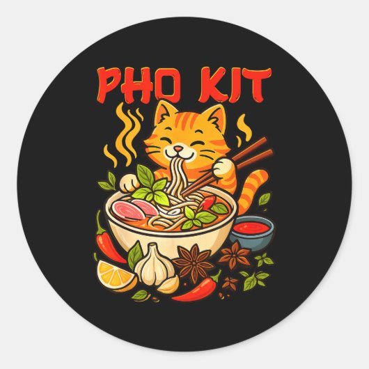 Sticker Rond Mème drôle de chat de Pho Kit Mariners  (Devant)