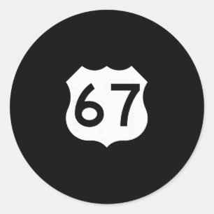 Sticker Rond Mème du panneau Route 67 Six Sept 1