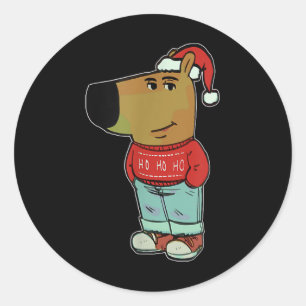 Sticker Rond Mème du type cool portant un pull de Noël laid
