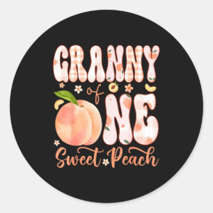 Sticker Rond Mémé d'une pêche sucrée fête d'anniversaire de fil
