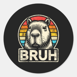 Sticker Rond Mème Graphique Funny Capybara Bruh Pour Garçons Fi