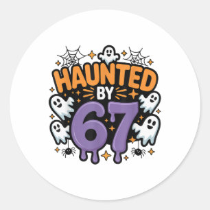 Sticker Rond Mème hanté 67 Six Sept 6-7 Blague drôle d'Internet