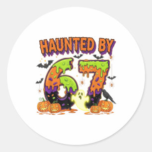 Sticker Rond Mème hanté 67 Six Sept 6-7 Blague drôle d'Internet