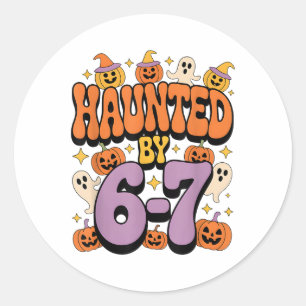 Sticker Rond Mème hanté 67 Six Sept 6-7 Blague drôle d'Internet