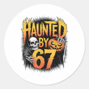 Sticker Rond Mème hanté 67 Six Sept 6-7 Blague drôle sur Intern