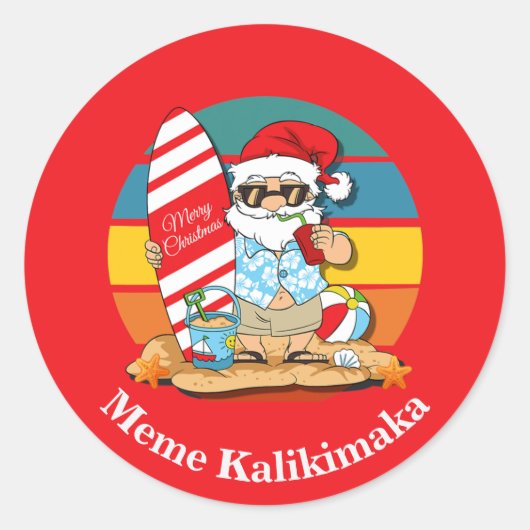 Sticker Rond Mème hawaïen kalikimaka (Devant)