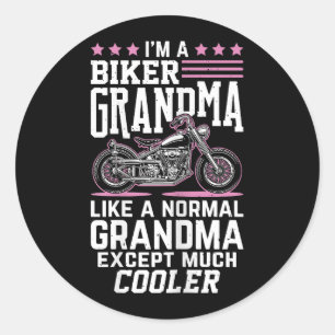 Sticker Rond Mémé motarde - Grand-mère motarde Mémé motarde