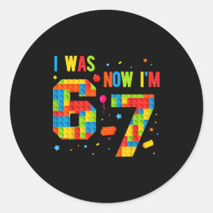 Sticker Rond Meme Six Seven Garçons Construction Anniversaire J