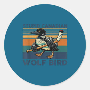 Sticker Rond Mème stupide de loon canadien loup oiseau drôle ho