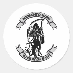Sticker Rond MEMENTO MORI Love Your Fate Grim