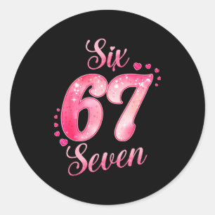 Sticker Rond Mèmes 6 Et 7 Six Sept Cute Amour Saint-Valentin Ho