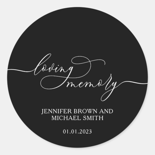 Sticker Rond Mémoire d'amour Black Simple Signature (Devant)