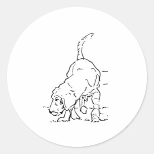 Sticker Rond Mémoire d'amour pour les chiens, illustration de B