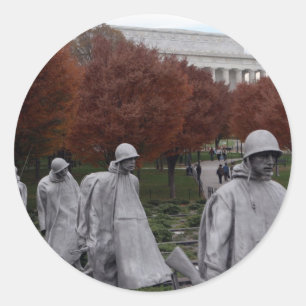 Sticker Rond Mémorial coréen et Mémorial de Lincoln Automne
