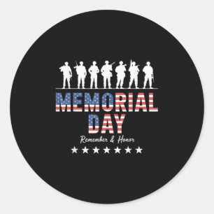 Sticker Rond Memorial Day Patriotic Usa Drapeau Soldiers Se Sou