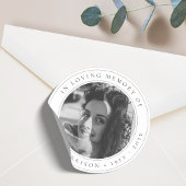 Sticker Rond Mémorial élégant | Funérailles noir et blanc